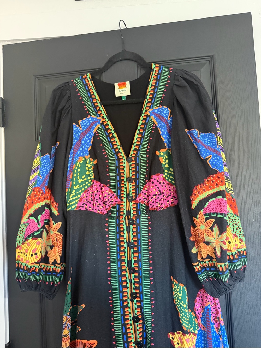 FARM Rio Black Cool Leopards Maxi Dress with Multicolor Tropical Print - Picture 4 of 16